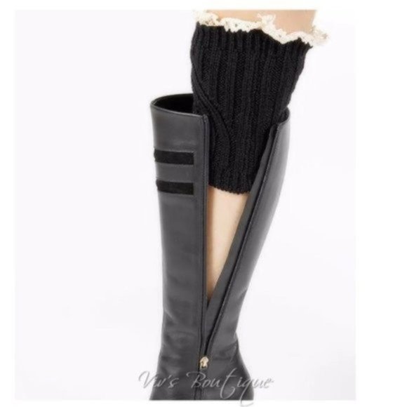 Red Lace Trim Boot Cuffs / Leg Warmers OSFM - Picture 5 of 7